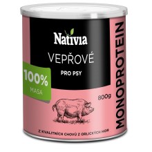Nativia konzerva vepřové maso pro psy 800 g Nativia konzerva vepřové maso pro psy 800 g